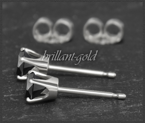 Ohrstecker 585 Gold, Saphir schwarz 4,5,6,7mm